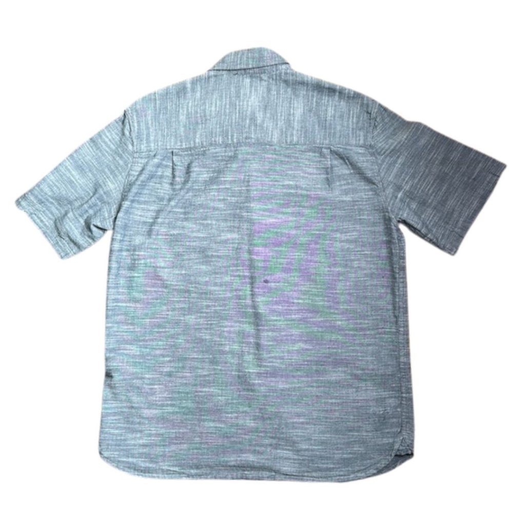 Woolrich Men's M Gray Chambray 2 Pocket Short Sleeve Button Down Shirt - Picture 3 of 5